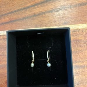 Brand new 925 sterling silver pearl hoops with 18k gold plated